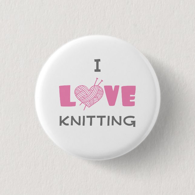 I Love Knitting 3 Cm Round Badge (Front)