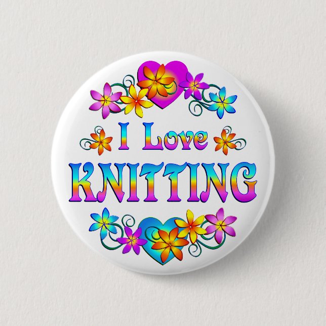 I Love Knitting 6 Cm Round Badge (Front)