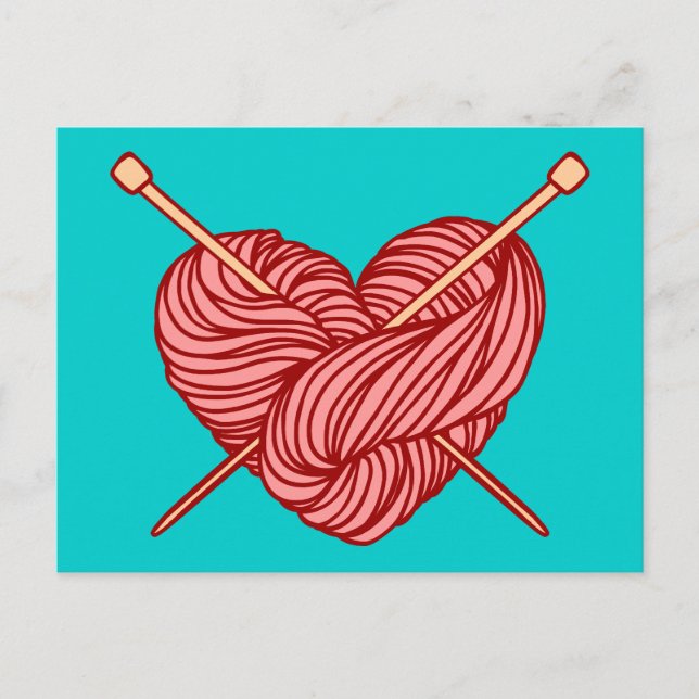 I Love Knitting Postcard (Front)