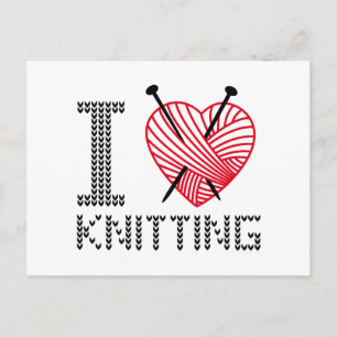 I love knitting, word art, text design postcard