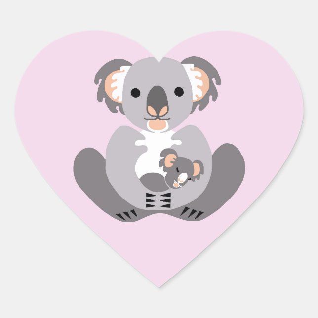 I love KOALA BEARS - Animal lover -Nature -Pink Heart Sticker (Front)