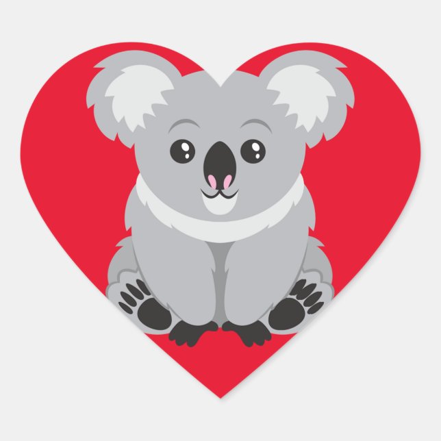 I Love Koala Bears Heart Sticker (Front)