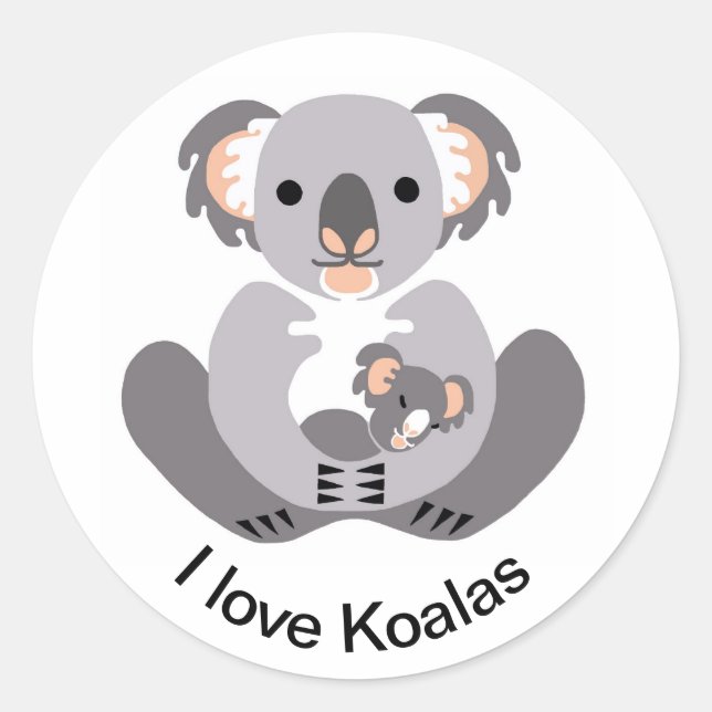 I love KOALAS - Marsupial - Aussie Wildlife - Natu Classic Round Sticker (Front)