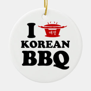 I Love Korean BBQ (고기구이) Ceramic Ornament