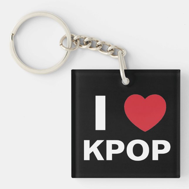 I Love Kpop Keychain (dual side) (Front)