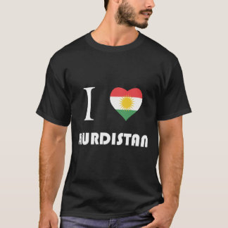 I love kurdistan - White Text, Black T-Shirt