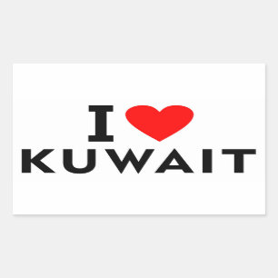 I love Kuwait country like heart travel tourism Rectangular Sticker