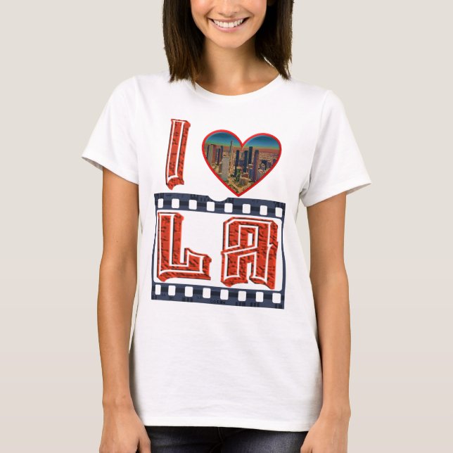 I Love LA Shirt, California, City Photo, 3D Heart T-Shirt (Front)