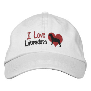I Love Labradors Dog And Heart Embroidered Hat
