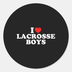 I Love Lacrosse Boys Classic Round Sticker