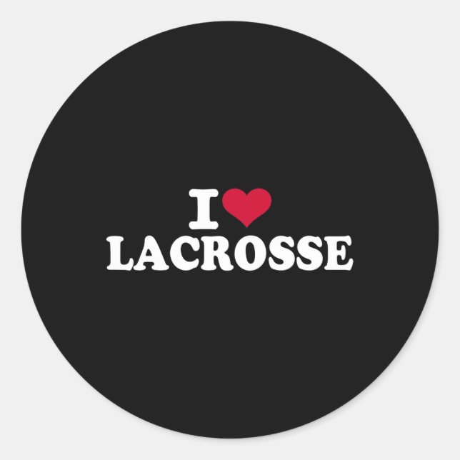 I Love Lacrosse  Classic Round Sticker (Front)