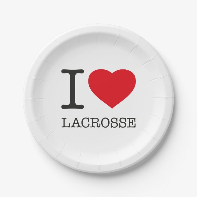 I LOVE LACROSSE PAPER PLATE (Front)