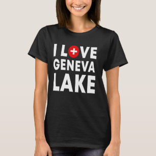 I Love Lake Geneva - Suisse Attractions Swiss Flag T-Shirt