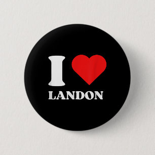 I Love Landon I Heart Landon Y2k Red Heart Landon 6 Cm Round Badge