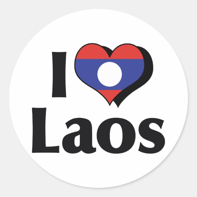 I Love Laos Flag Classic Round Sticker (Front)
