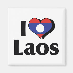 I Love Laos Flag Magnet