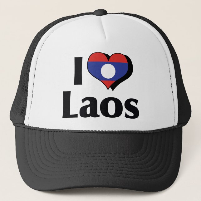 I Love Laos Flag Trucker Hat (Front)