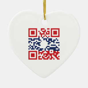 I Love Laos (Khoy Huk Lao) Flag QR Code   Lao Geek Ceramic Tree Decoration