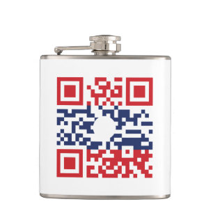 I Love Laos (Khoy Huk Lao) Flag QR Code   Lao Geek Hip Flask