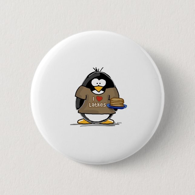 I Love Latkes Penguin 6 Cm Round Badge (Front)