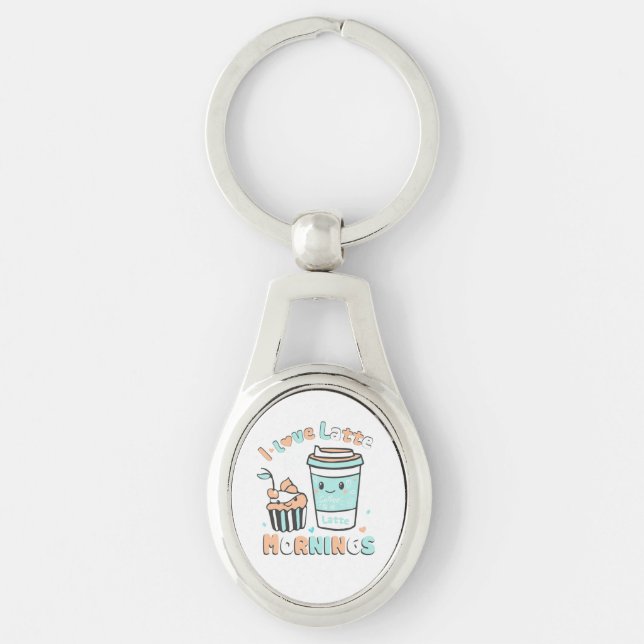 I Love Latte Mornings Key Ring (Front)