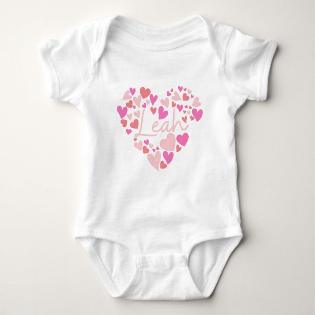 I love Leah hearts in pink Baby Bodysuit (Front)