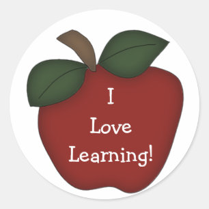 I Love Learning!-Red Apple Classic Round Sticker