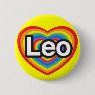 I love Leo. I love you Leo. Heart 6 Cm Round Badge