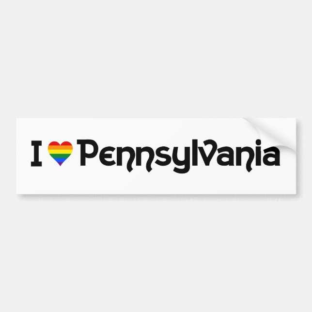 I love LGBT Pennsylvania state Bumper Sticker (Front)