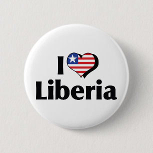 I Love Liberia Flag 6 Cm Round Badge