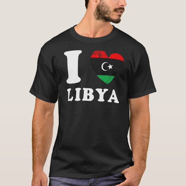 I Love Libya  Heart Flag Libya T-Shirt (Front)