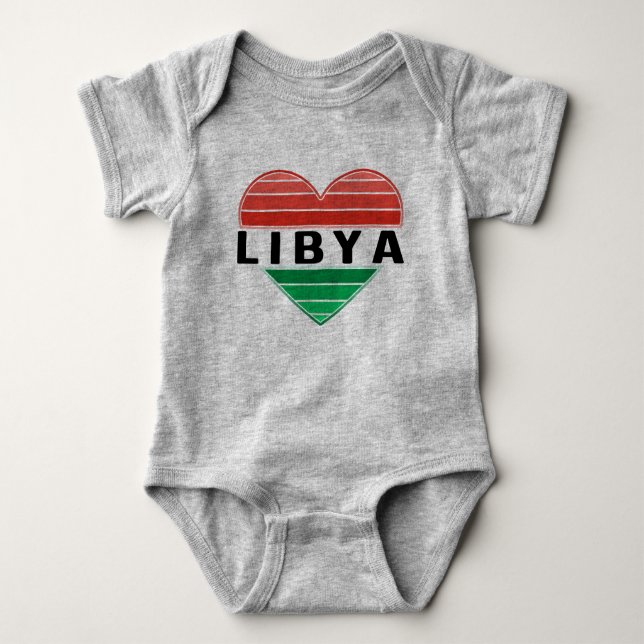I Love Libya, Libyan Heart Baby Bodysuit (Front)