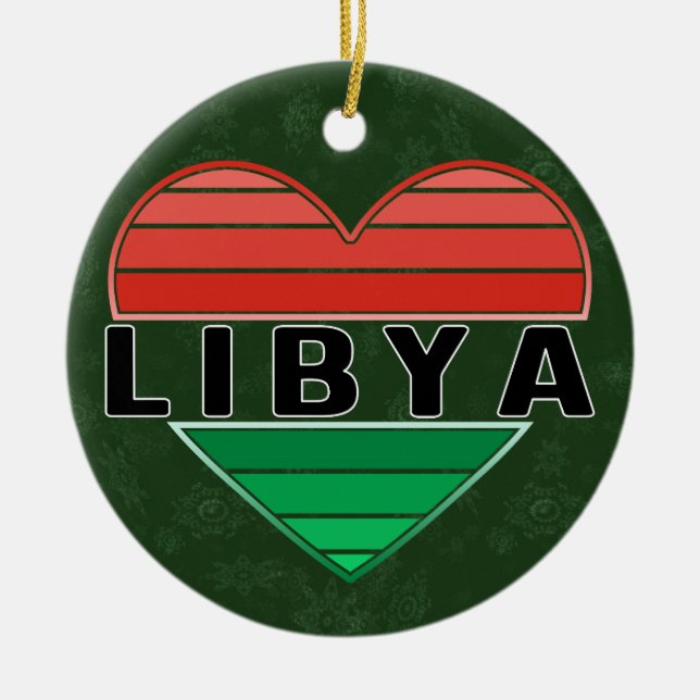 I Love Libya, Libyan Heart Ceramic Ornament (Front)