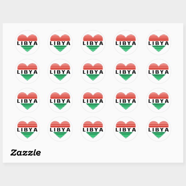 I Love Libya, Libyan Heart Classic Round Sticker (Sheet)
