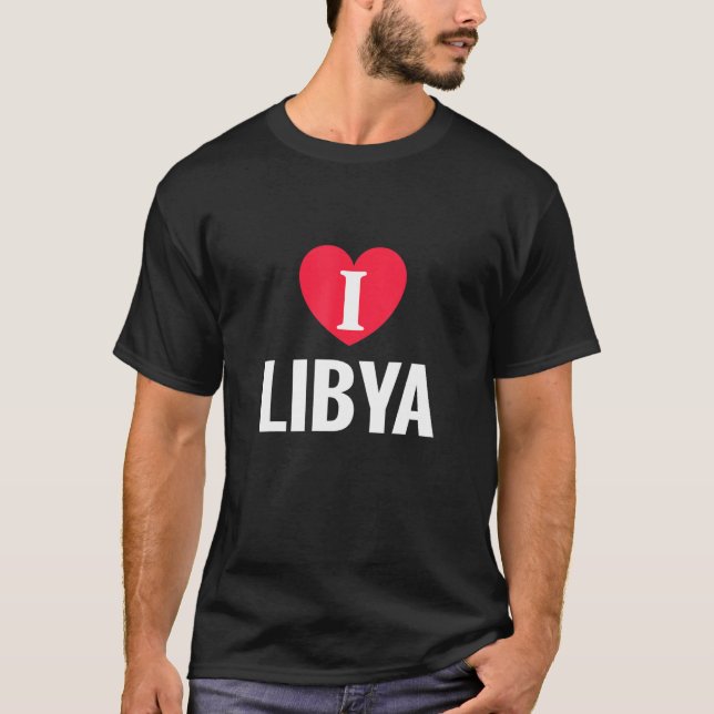 I Love Libya Patriotic Home Country Travel T-Shirt (Front)
