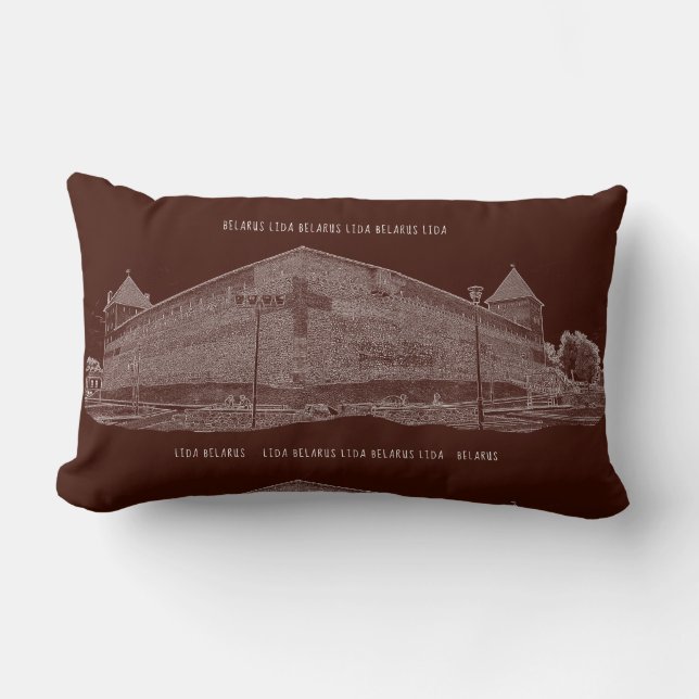 I Love Lida Belarus Architecture Castle Sketch Lumbar Cushion (Front)