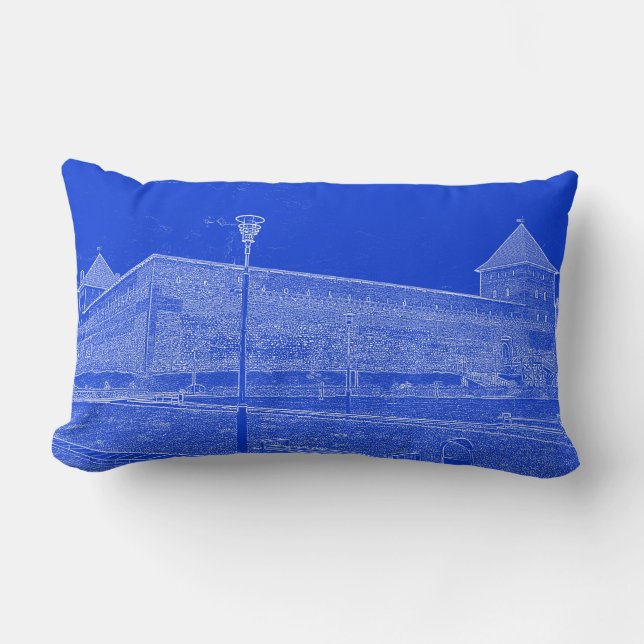 I Love Lida Belarus Architecture Castle Sketch Lumbar Cushion (Front)