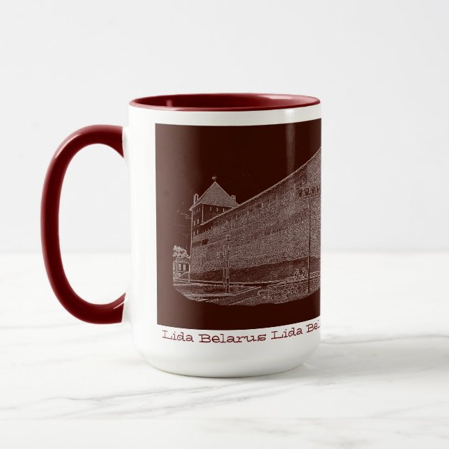I Love Lida Belarus Architecture Castle Sketch Mug (Left)