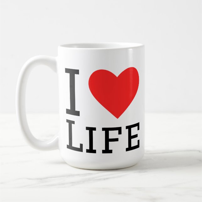 I love life square sticker coffee mug (Left)