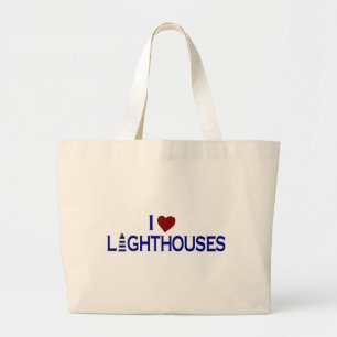 I Love Lighthouses Large Tote Bag