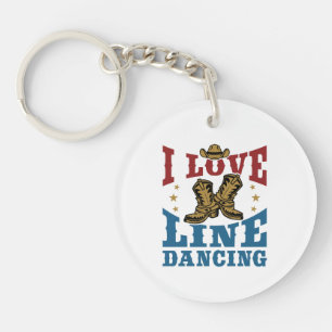I Love Line Dancing Key Ring