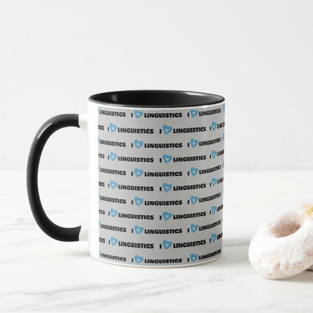 I Love Linguistics Mug (With Donut)