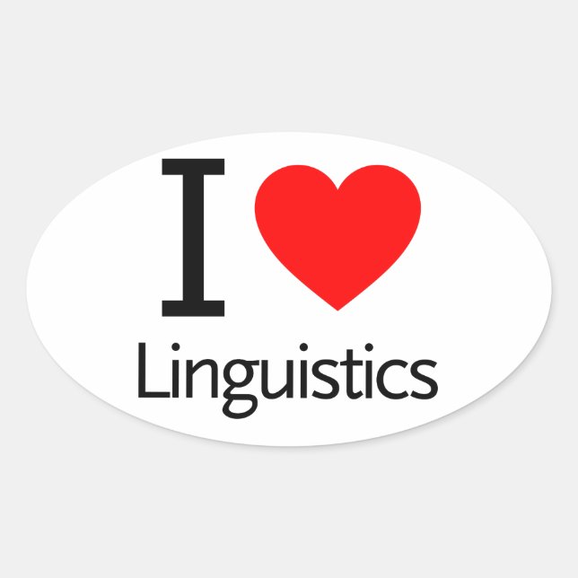 I Love Linguistics Oval Sticker (Front)
