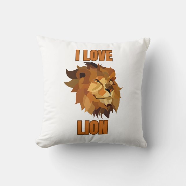I Love Lion – Animal Lover Design for Wildlife Fan Cushion (Front)