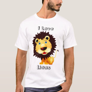 I Love Lions-Diamonds Texture Pattern T-Shirt
