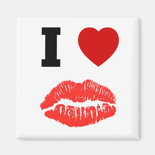 I Love Lips Kisses Magnet (Front)