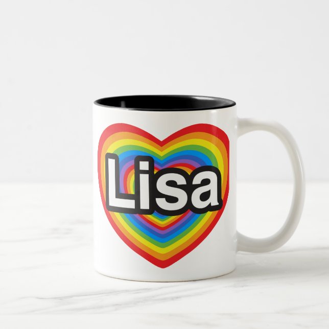 I love Lisa. I love you Lisa. Heart Two-Tone Coffee Mug (Right)