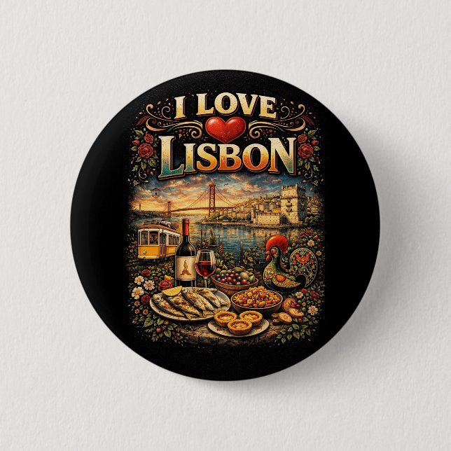 I Love Lisbon 6 Cm Round Badge (Front)