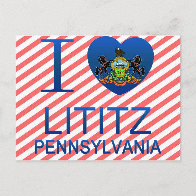 I Love Lititz, PA Postcard (Front)