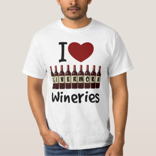 I Love Livermore Wineries Heart and Wine Bottles T-Shirt